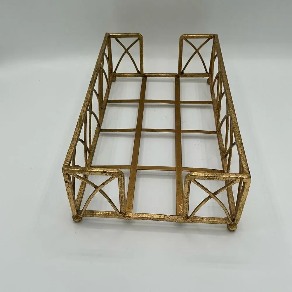 Gold Metal Tray for Folded Paper Guest Bathroom Hand Towels Napkins 5x9